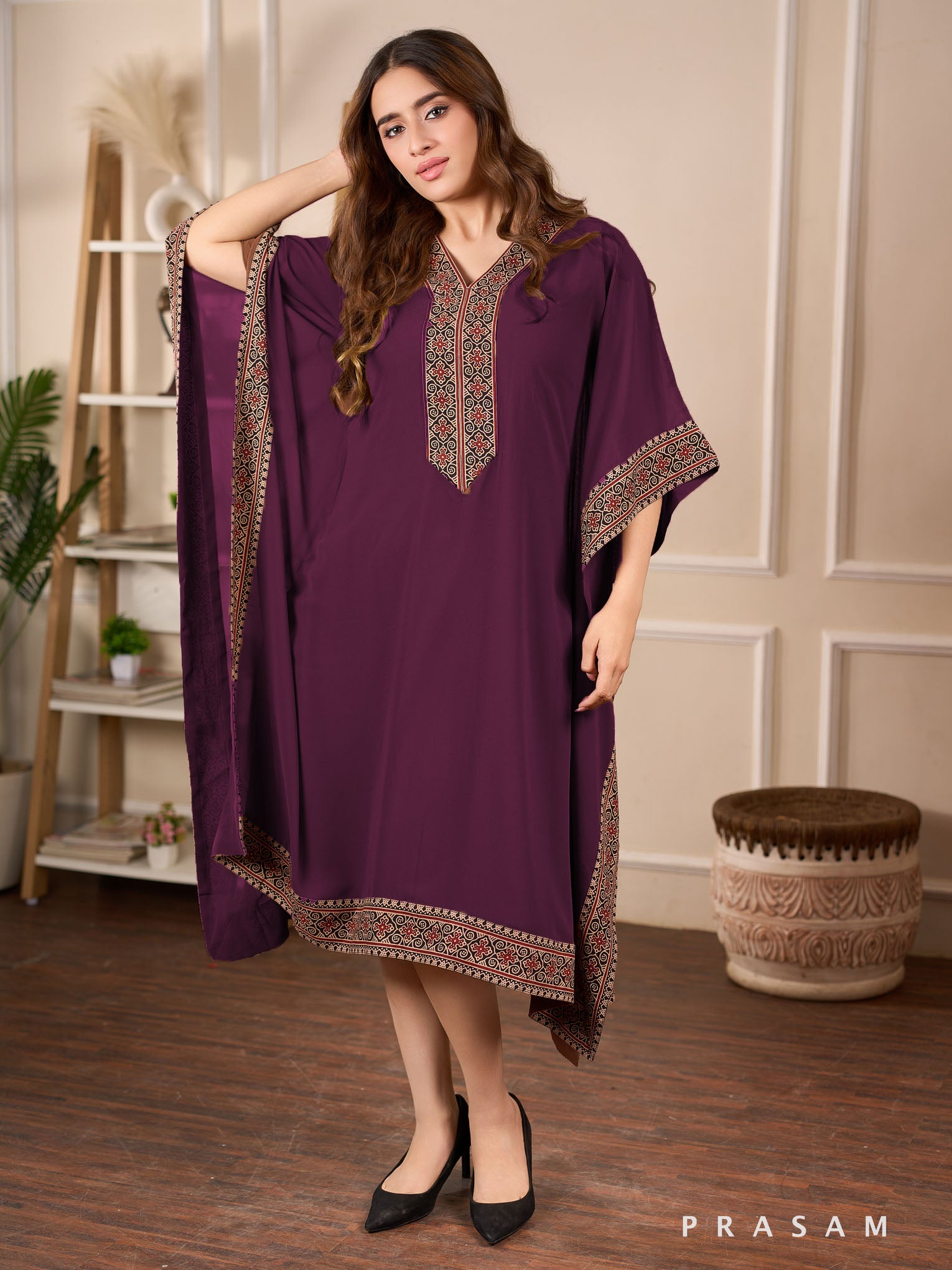Burgundy Empress Georgette Kaftan