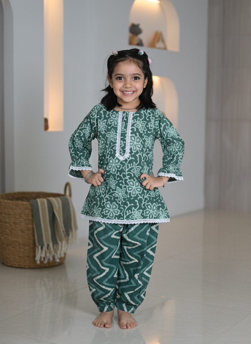 Chevron Charm Bagru Kurta & Trouser