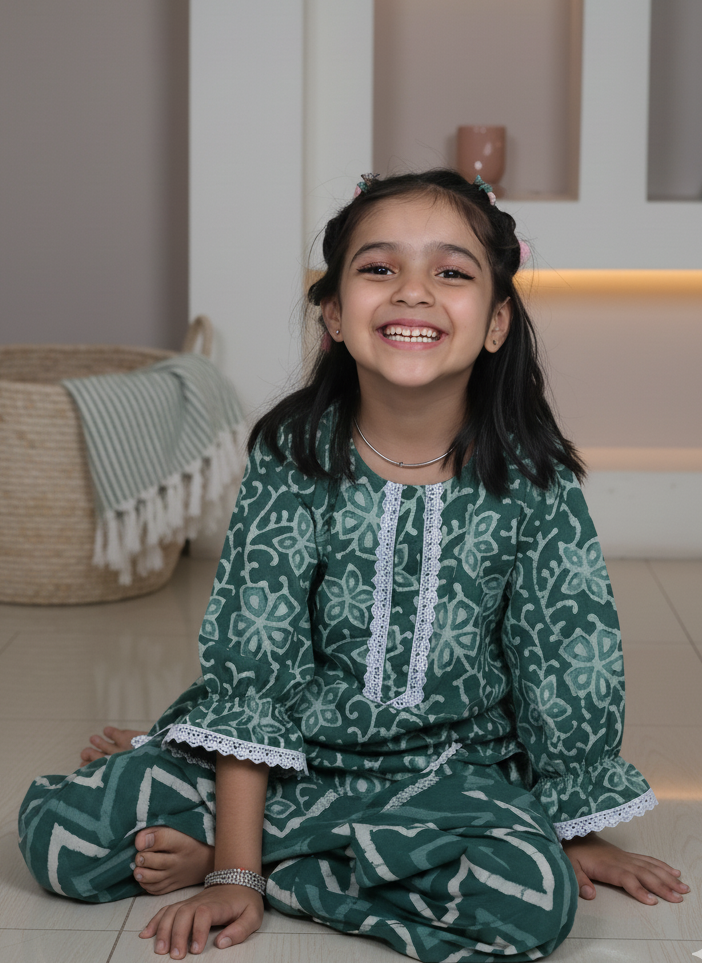 Chevron Charm Bagru Kurta & Trouser