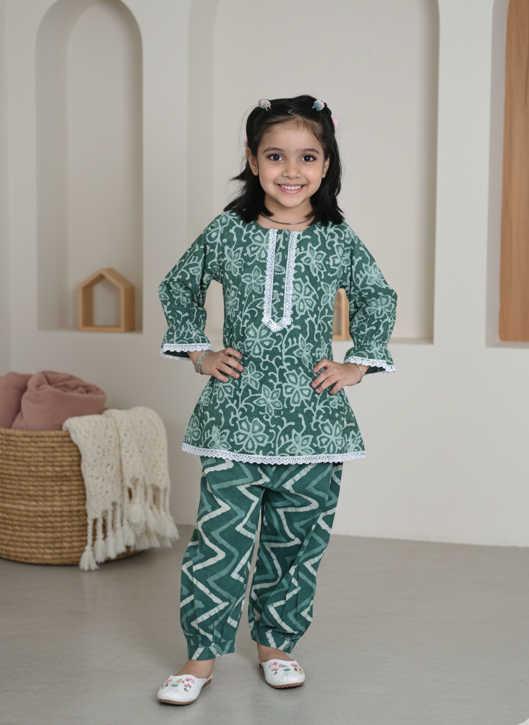 Chevron Charm Bagru Kurta & Trouser