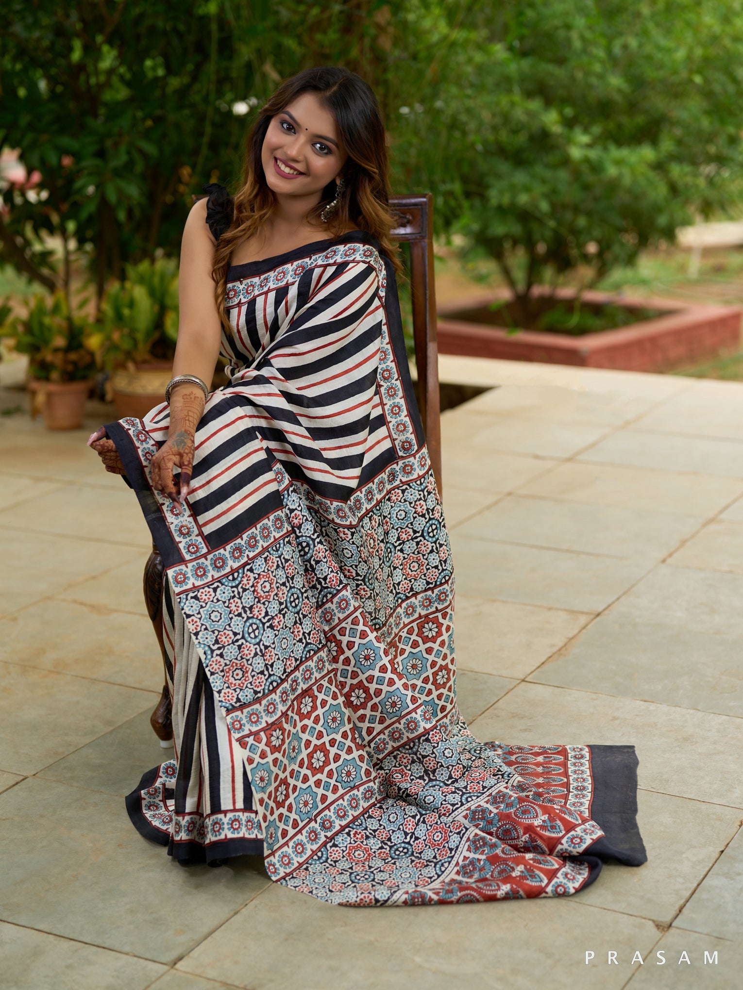 Rouge Reverie -Hand Painted Saree