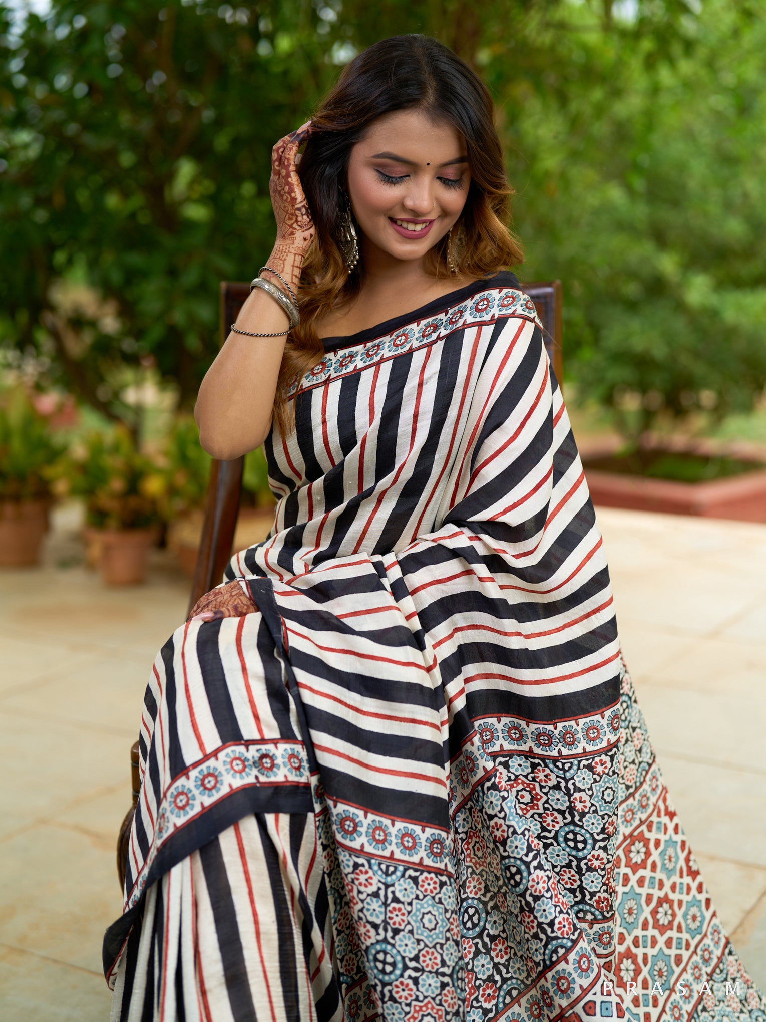 Rouge Reverie -Hand Painted Saree