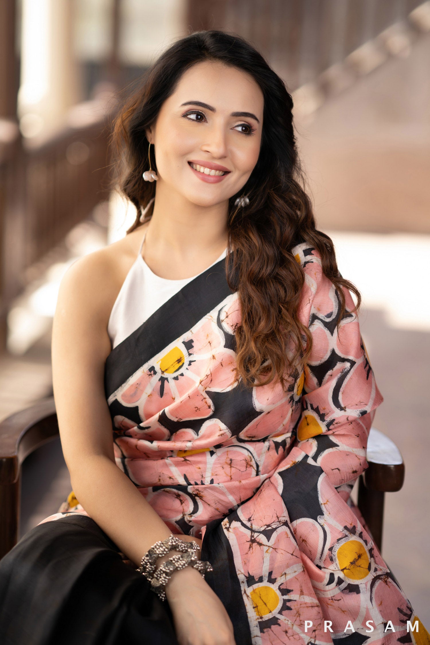 Floral Romance batik silk saree