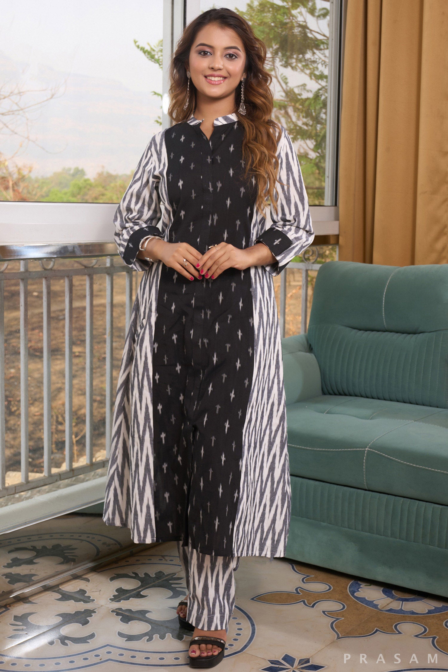 Smoke Ikat Serenity Kurti Set