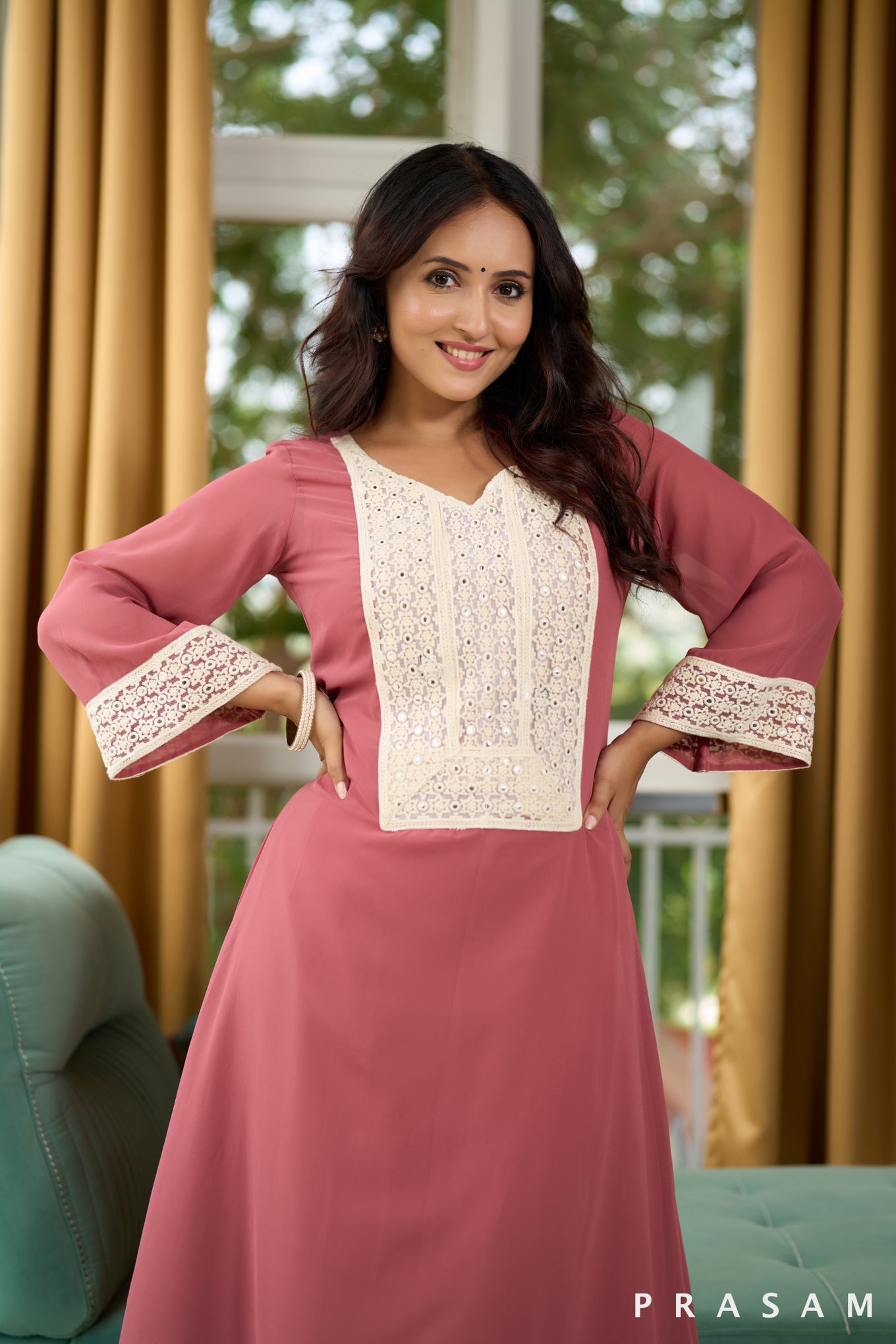 Rose Blush Elegance Kurti
