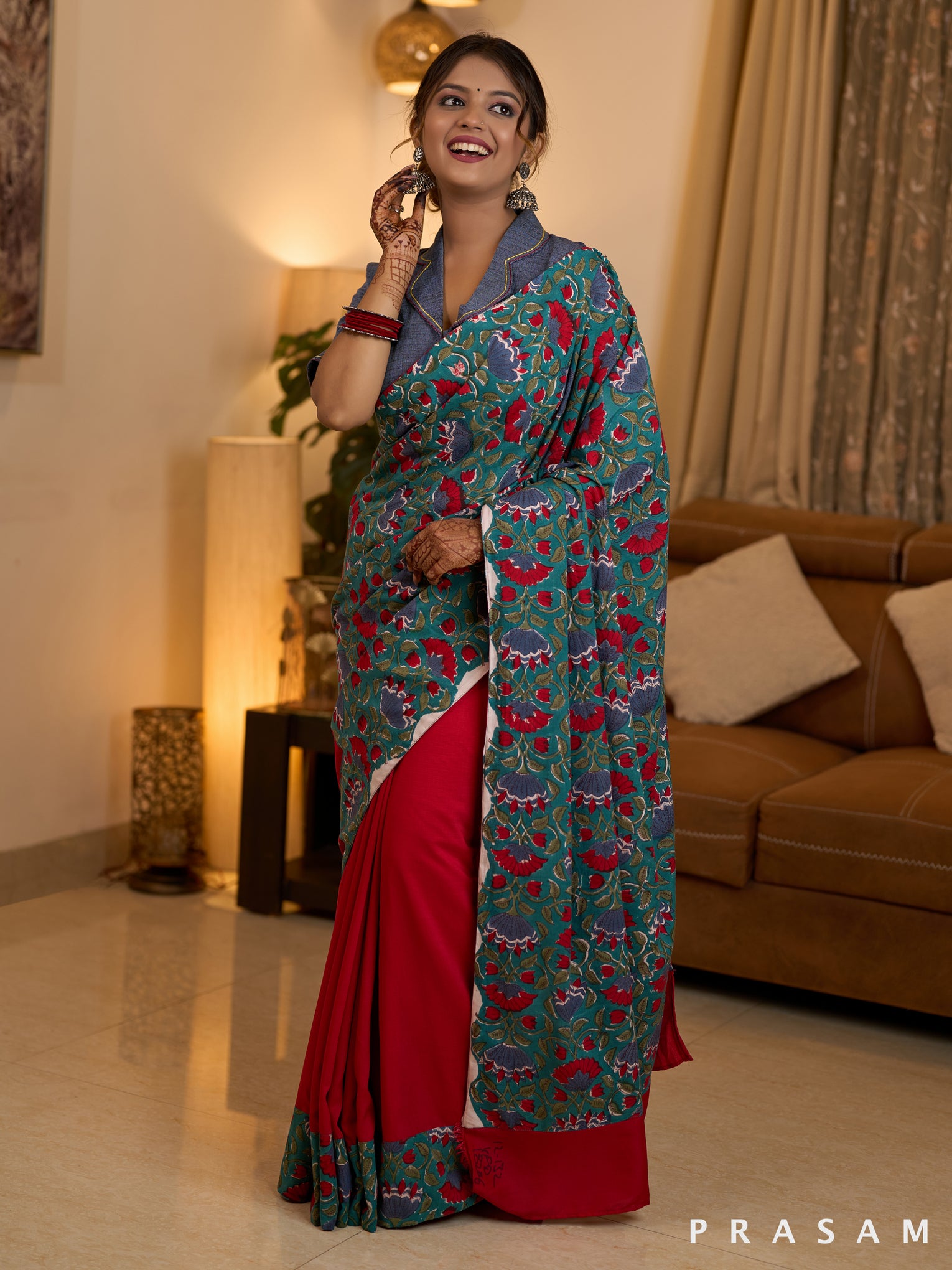 Scarlet Symphony Cotton Muslin Printed Saree