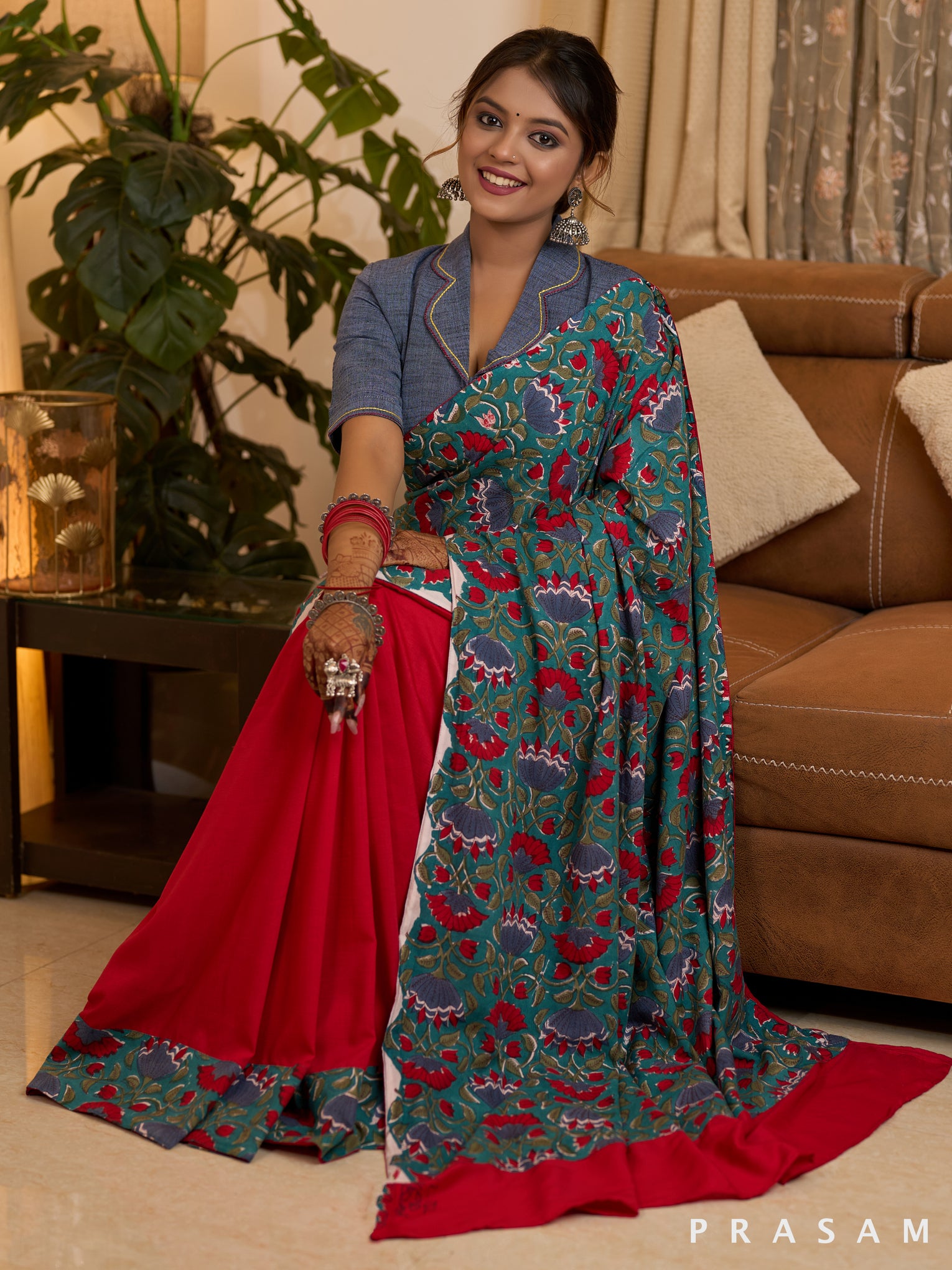 Scarlet Symphony Cotton Muslin Printed Saree