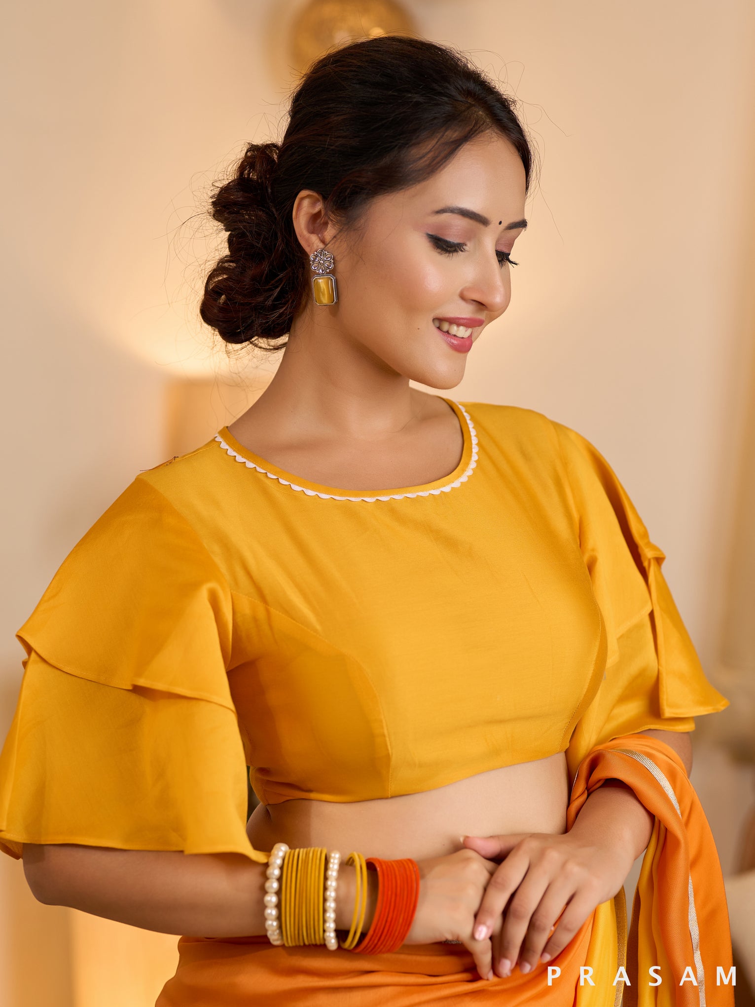 Golden Horizon Yellow Chanderi Blouse