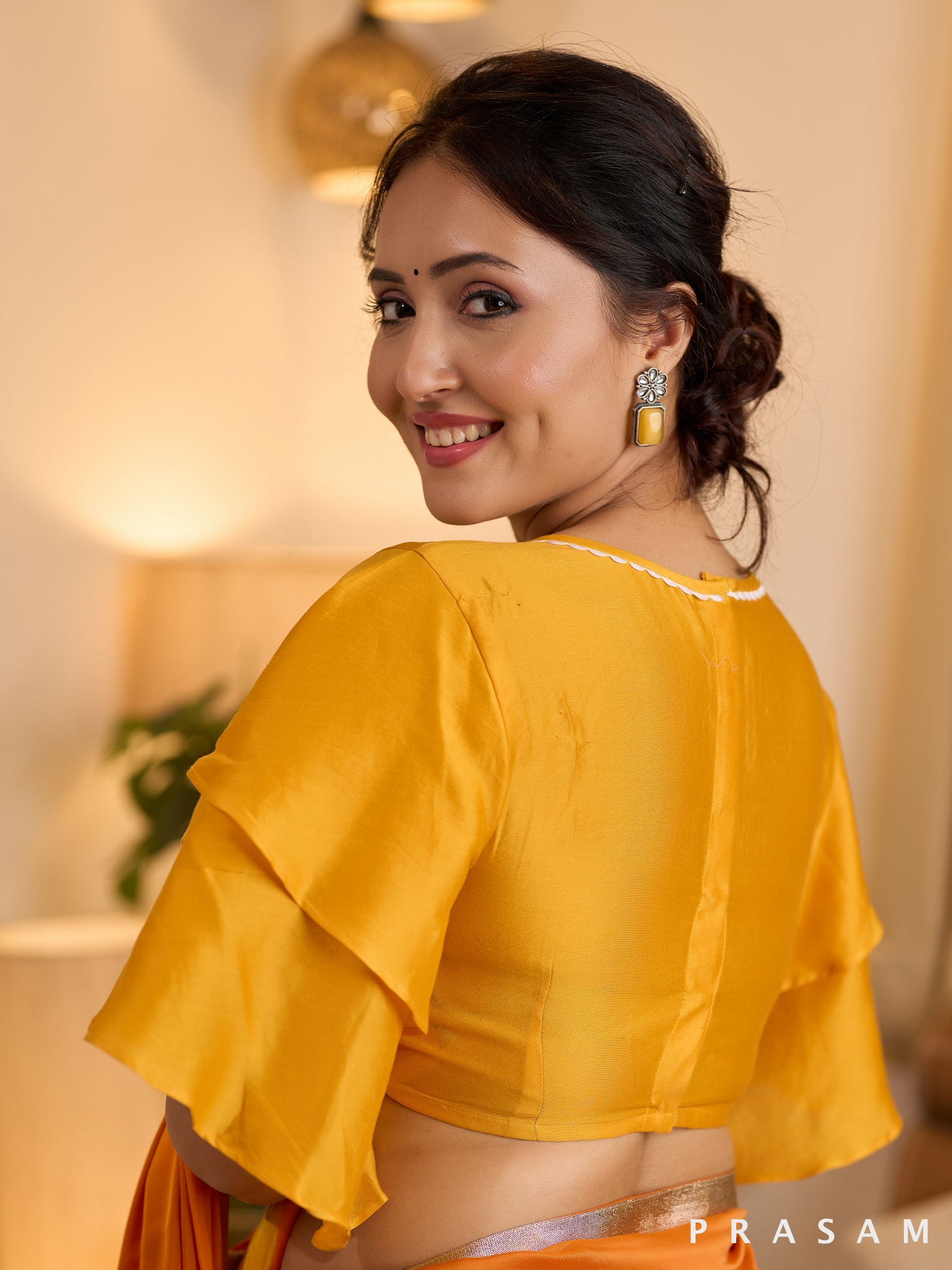 Golden Horizon Yellow Chanderi Blouse