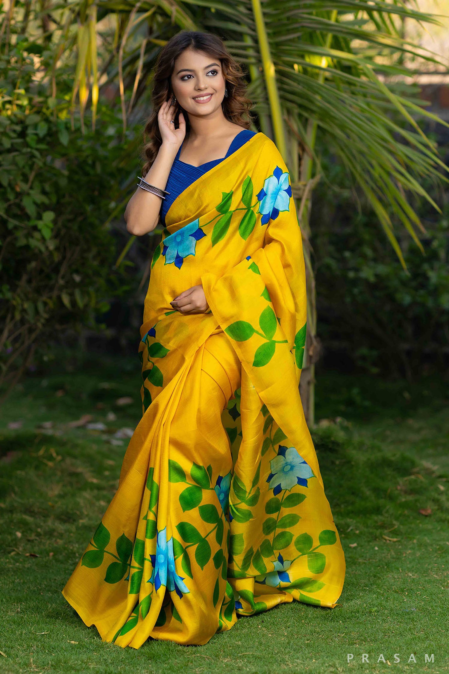 Pihu Floral Hand Painted Silk Saree