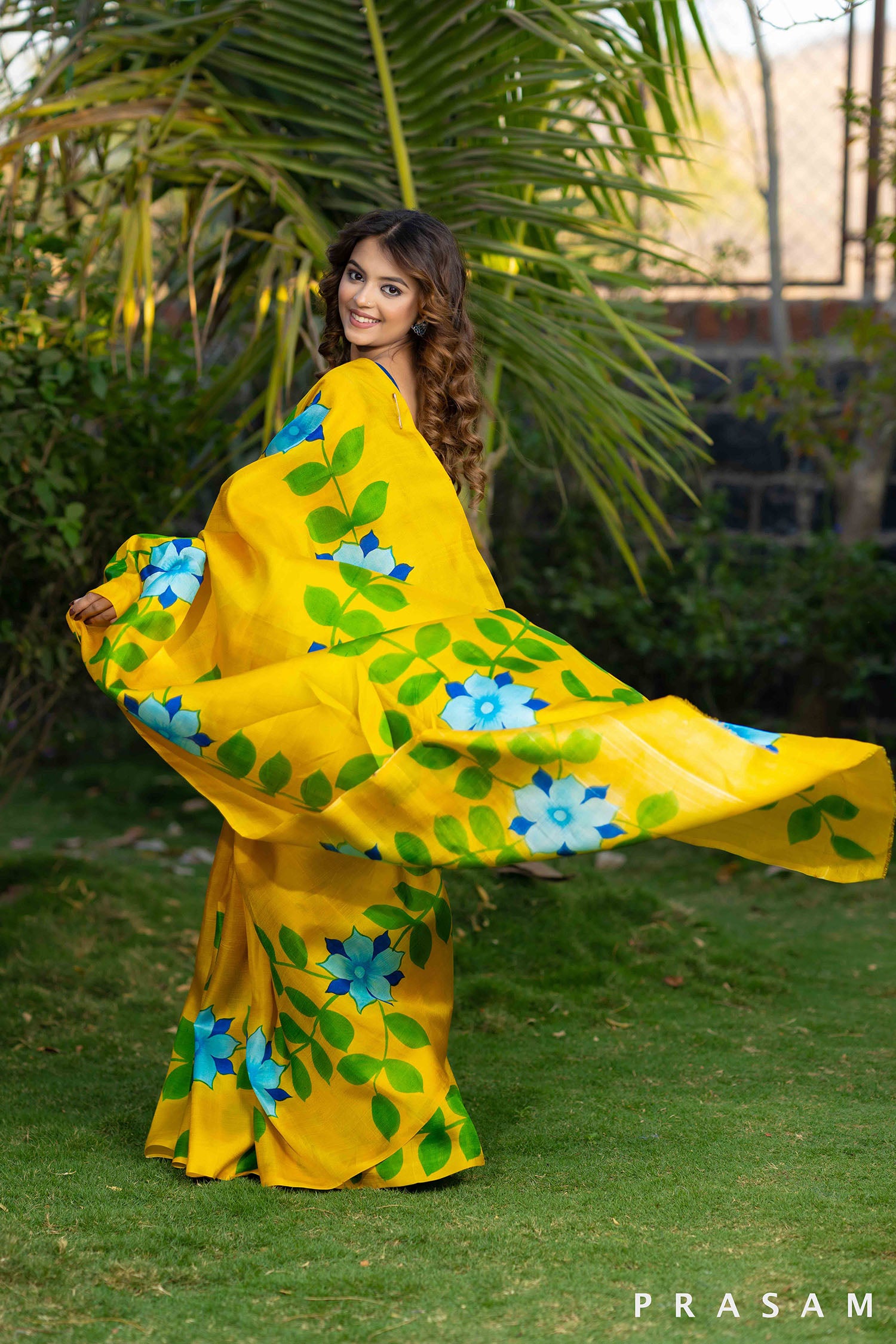 Pihu Floral Hand Painted Silk Saree