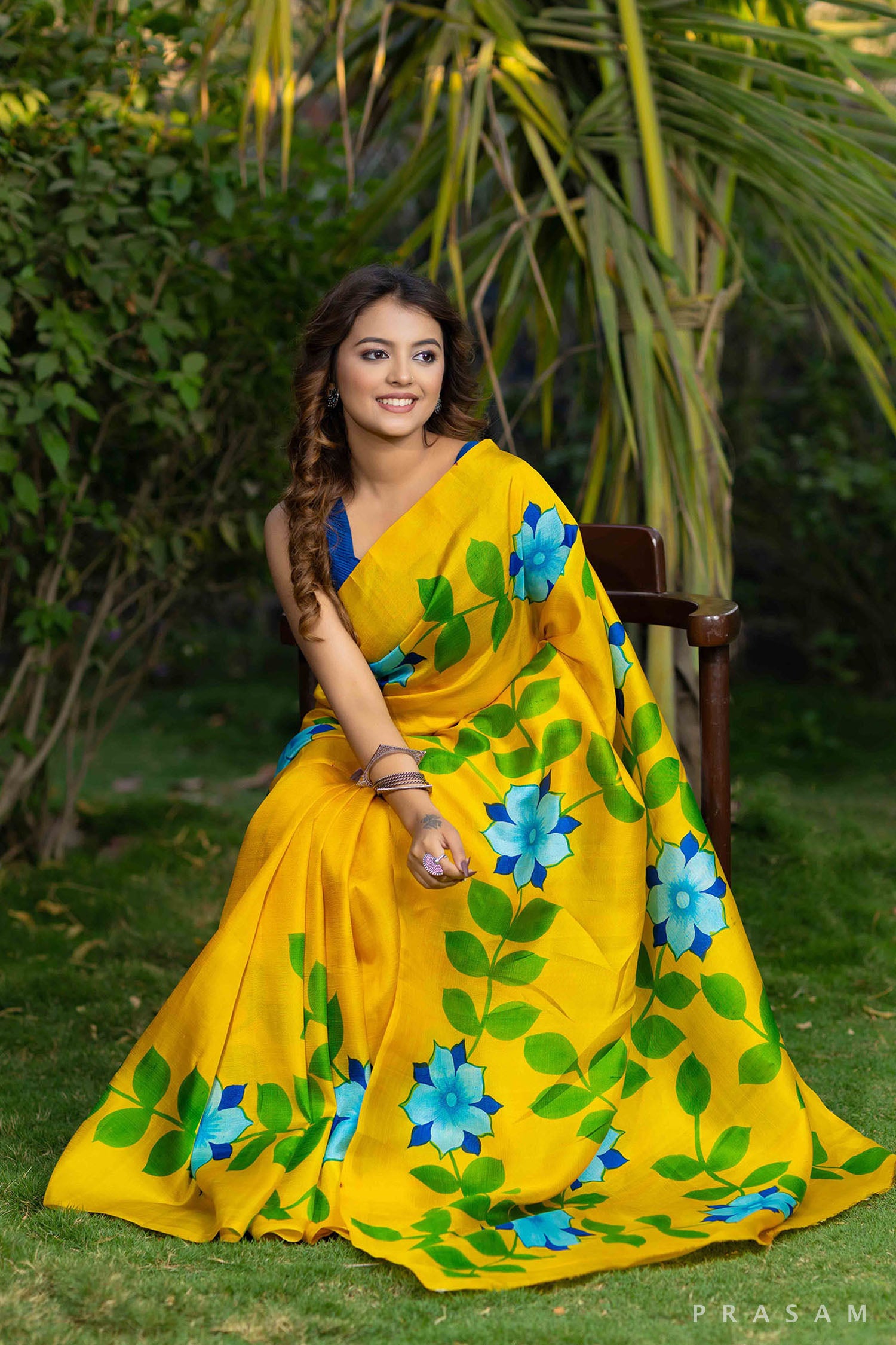 Pihu Floral Hand Painted Silk Saree