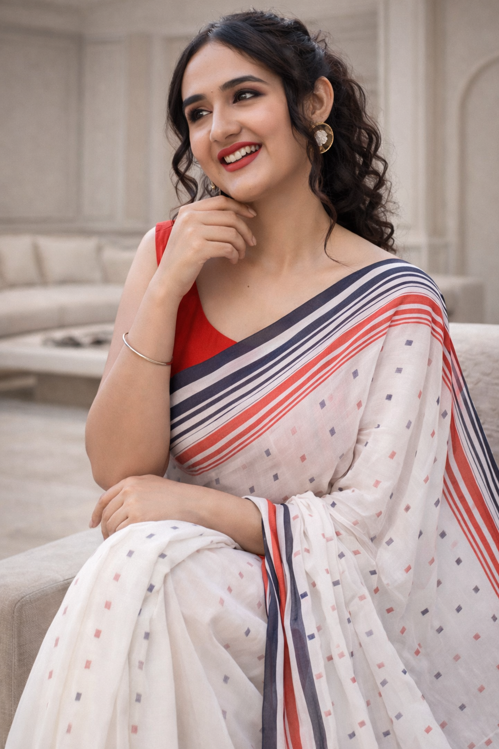 Floating Grace -Handwoven Cotton Jamdani Saree