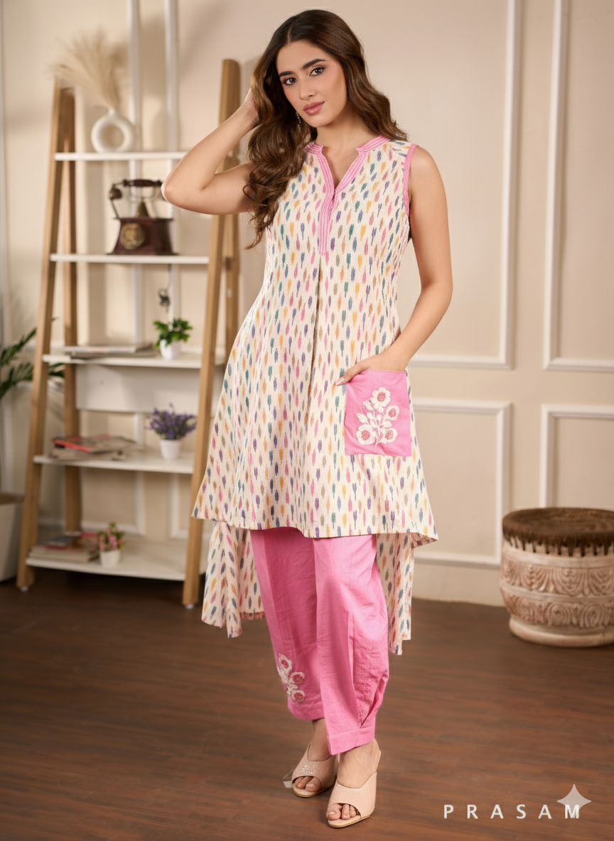 Abstract Opal Ikat Kurta Set