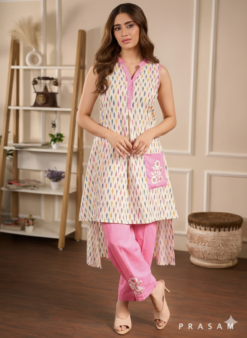 Abstract Opal Ikat Kurta Set