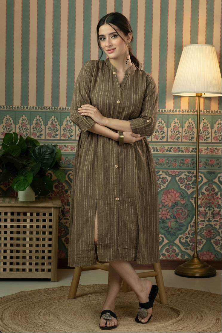 Hazel Olive Cotton Shirt Dress