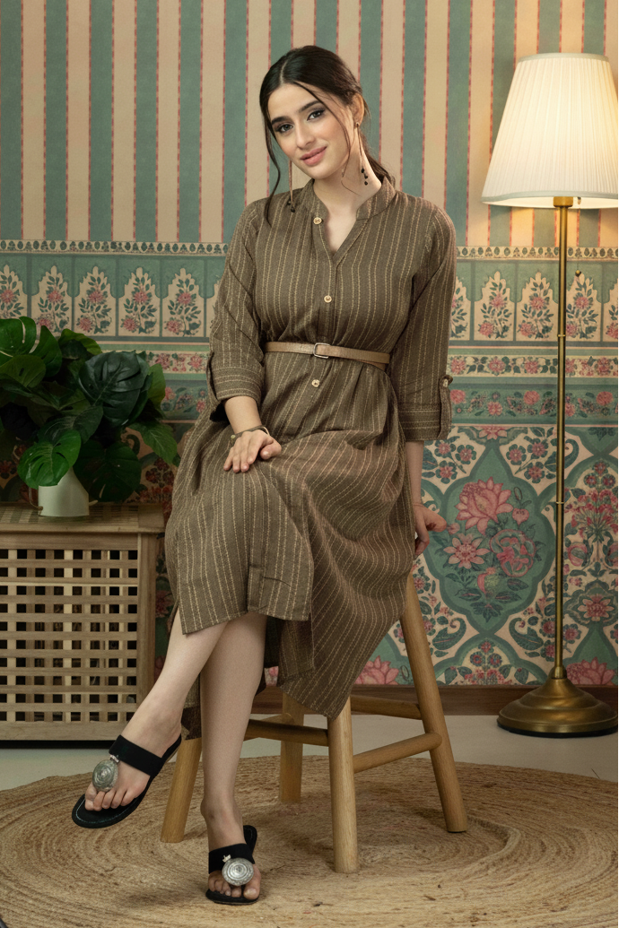 Hazel Olive Cotton Shirt Dress