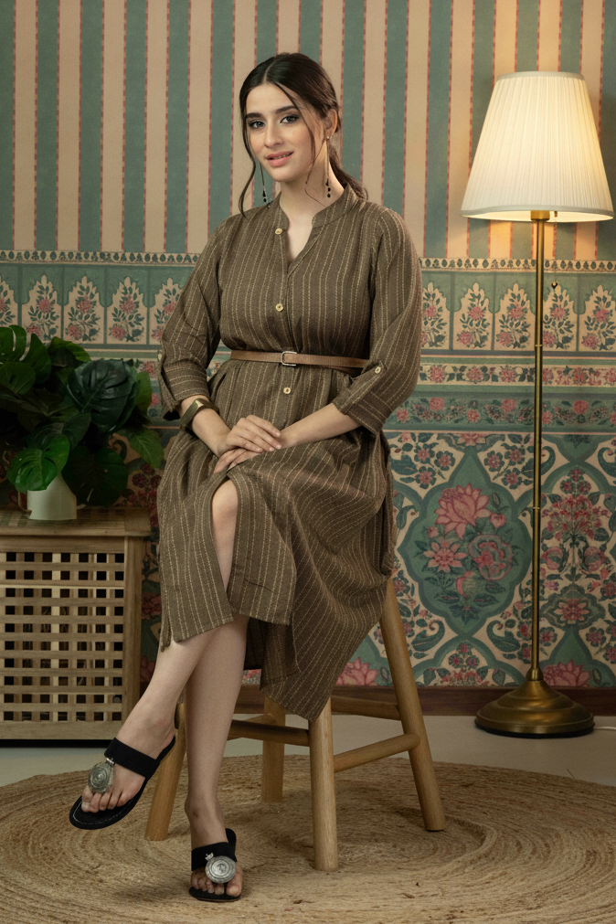 Hazel Olive Cotton Shirt Dress
