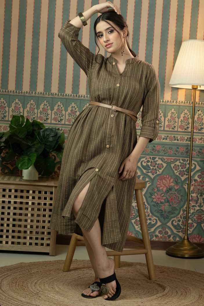 Hazel Olive Cotton Shirt Dress