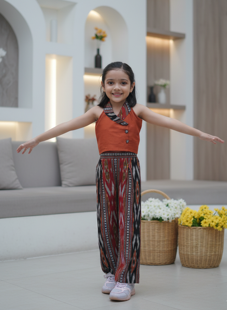Smart, chic & handcrafted — this lapel-collared top in Chanderi paired with cotton trousers brings effortless style and comfort. 🌿
Featuring woven Ikat detailing, it’s perfect for casual outings, celebrations, or stylish everyday wear.