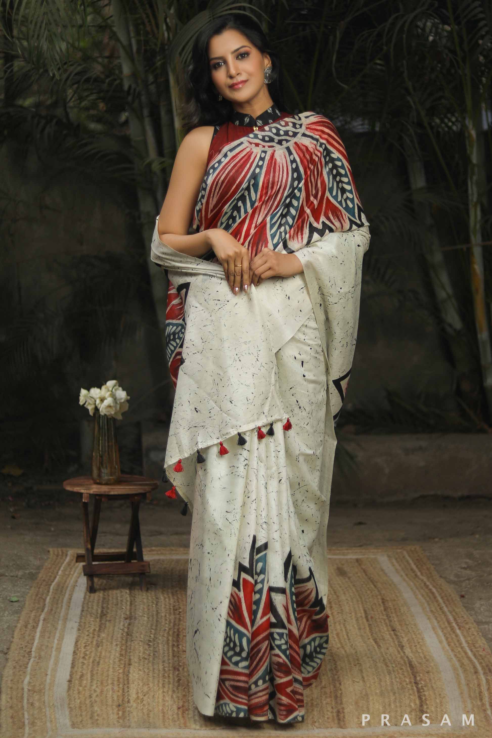 Kimaya Hand Painted Pure Matka Silk Saree Prasam Crafts
