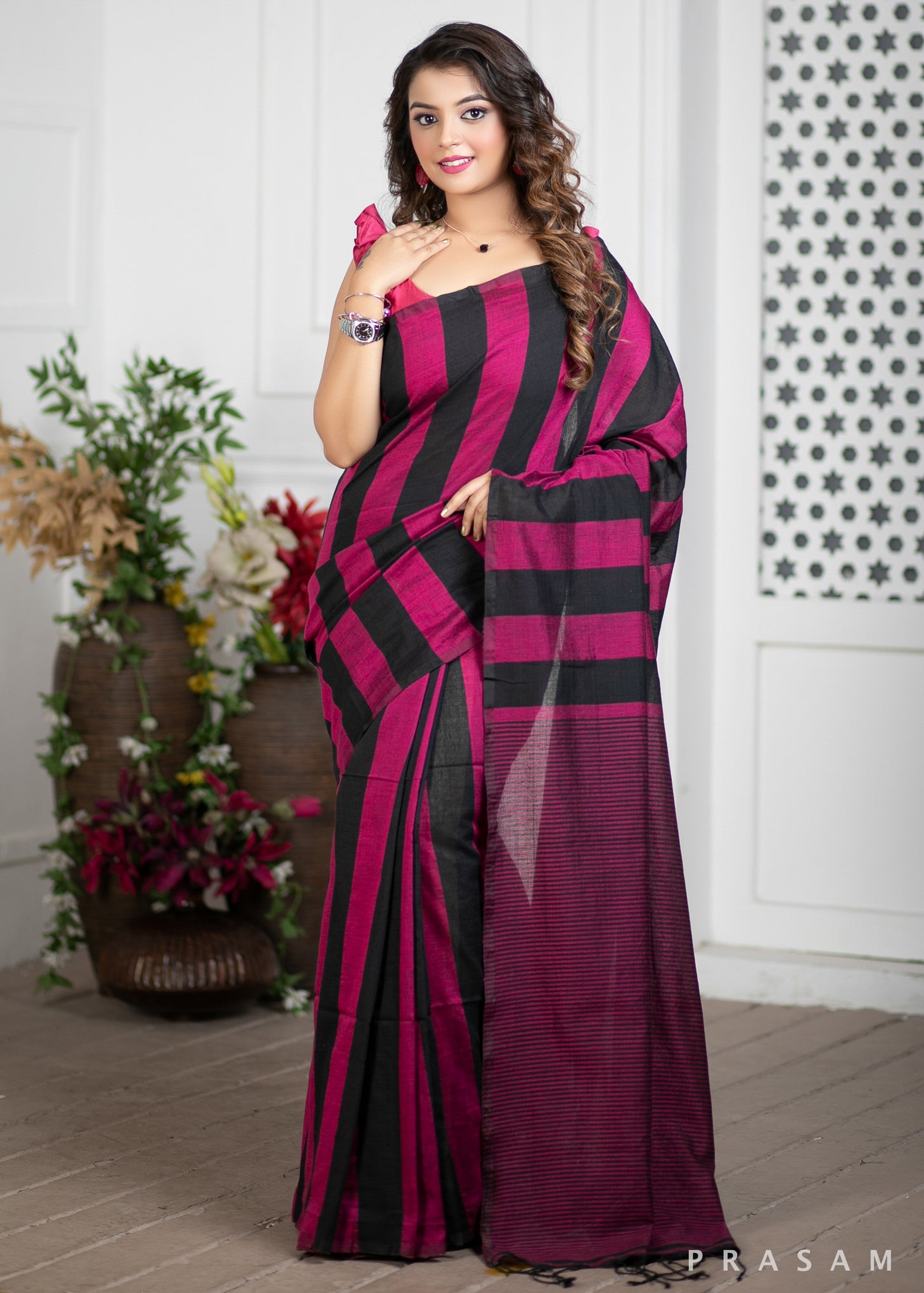 Windows of Sunset Handwoven Soft Cotton Saree Prasam Crafts