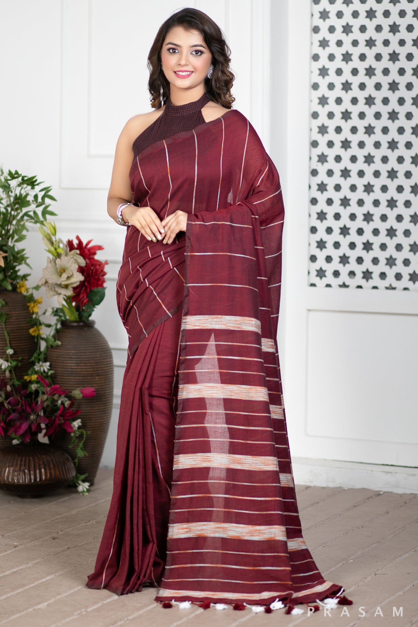 Passage of Time Handwoven Soft Cotton Saree Prasam Crafts