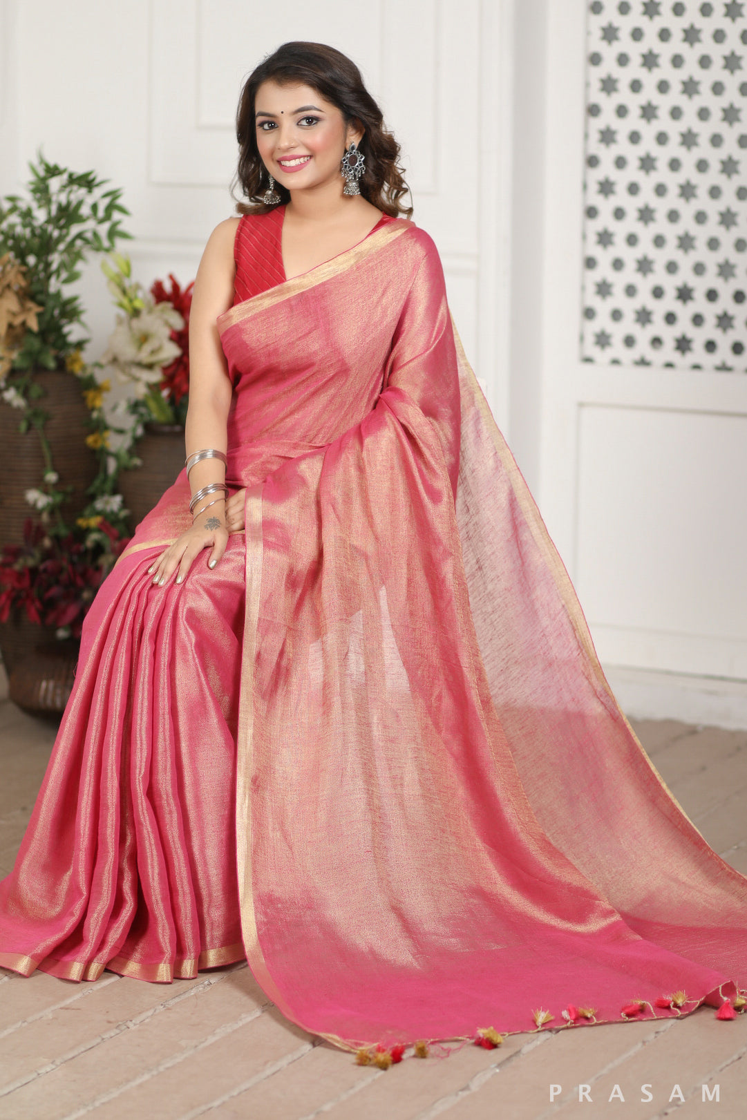 Feather Light Linen Saree Prasam Crafts