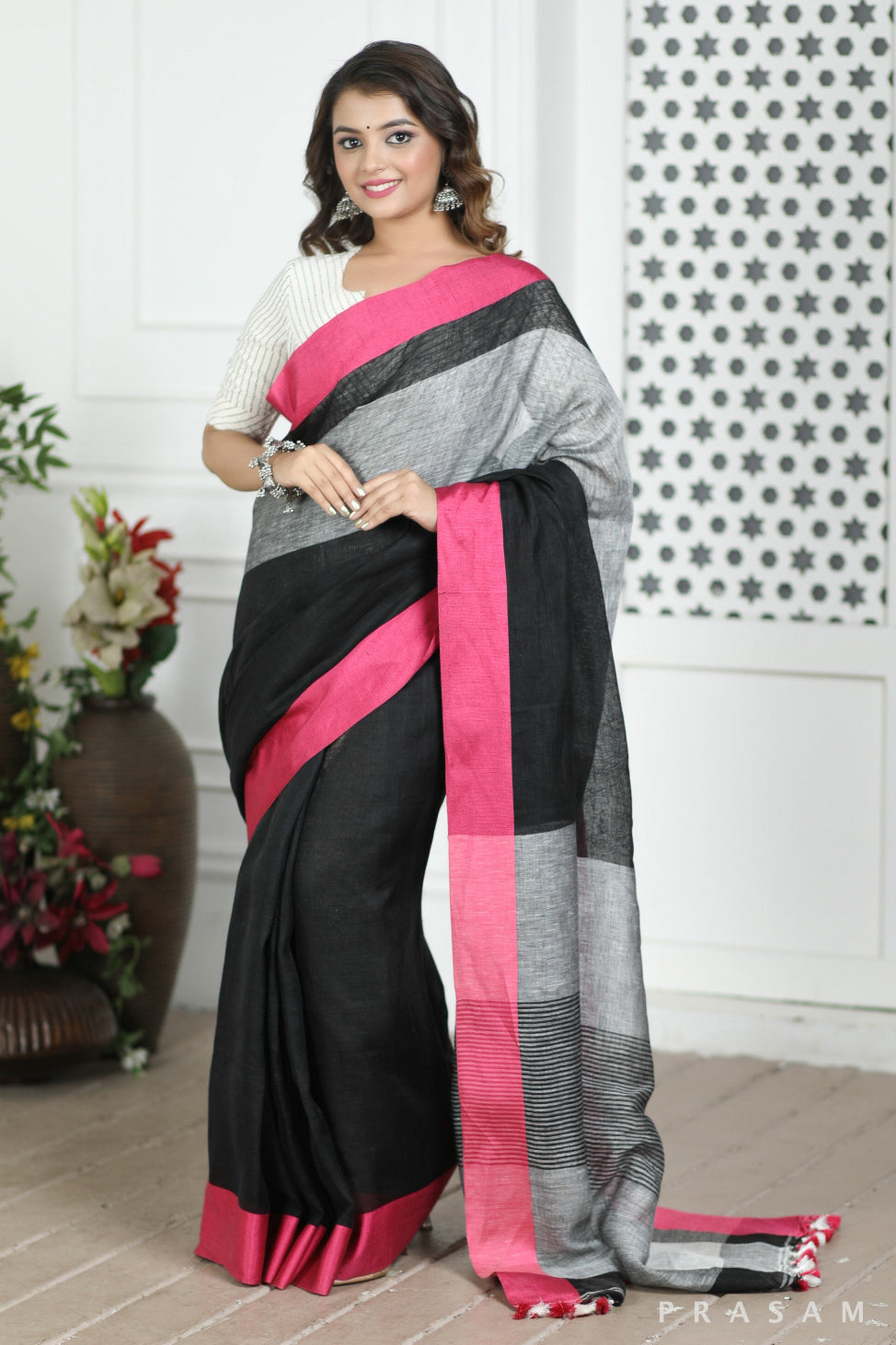 Night Dews Linen Saree