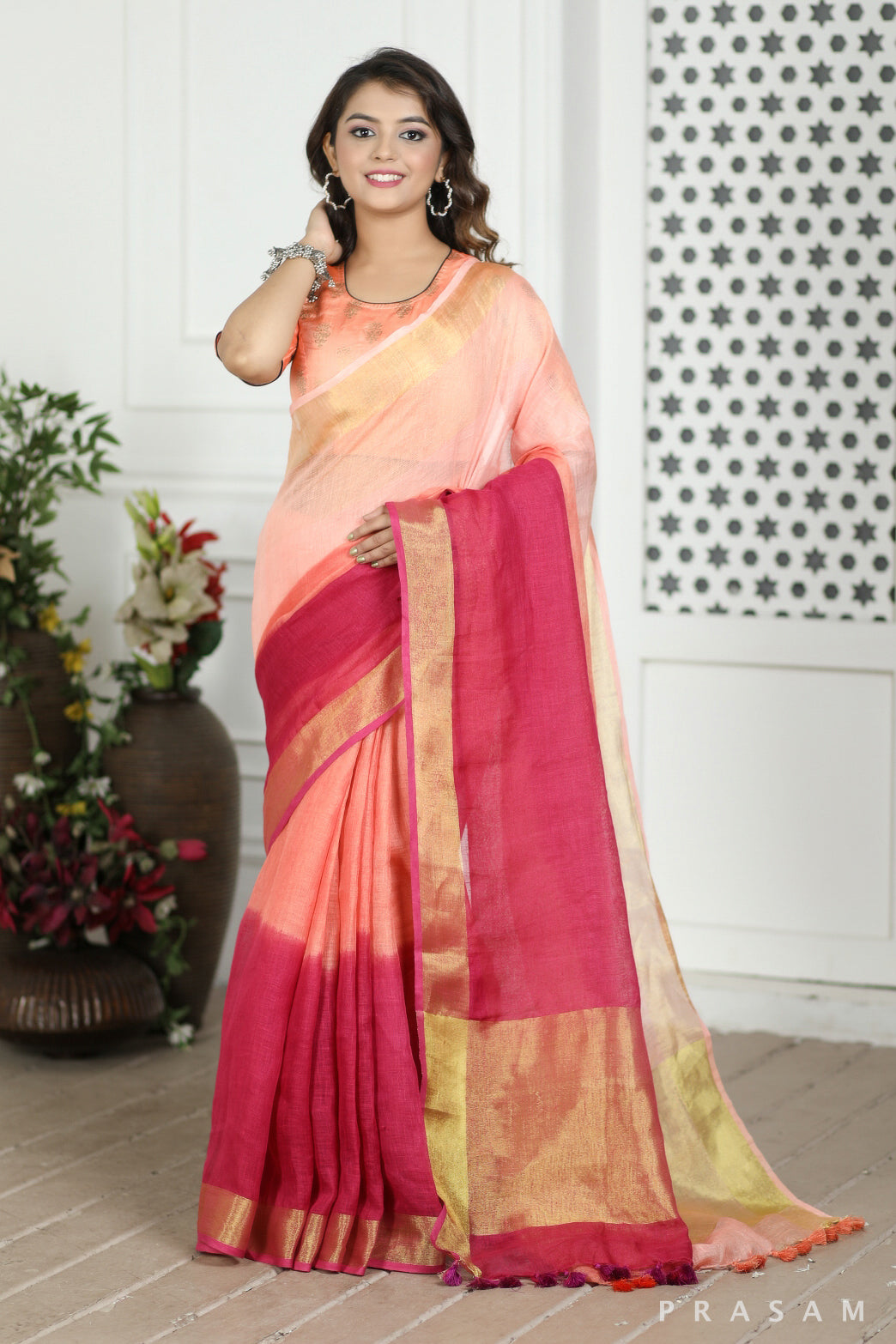 Noon Tide Linen Saree Prasam Crafts