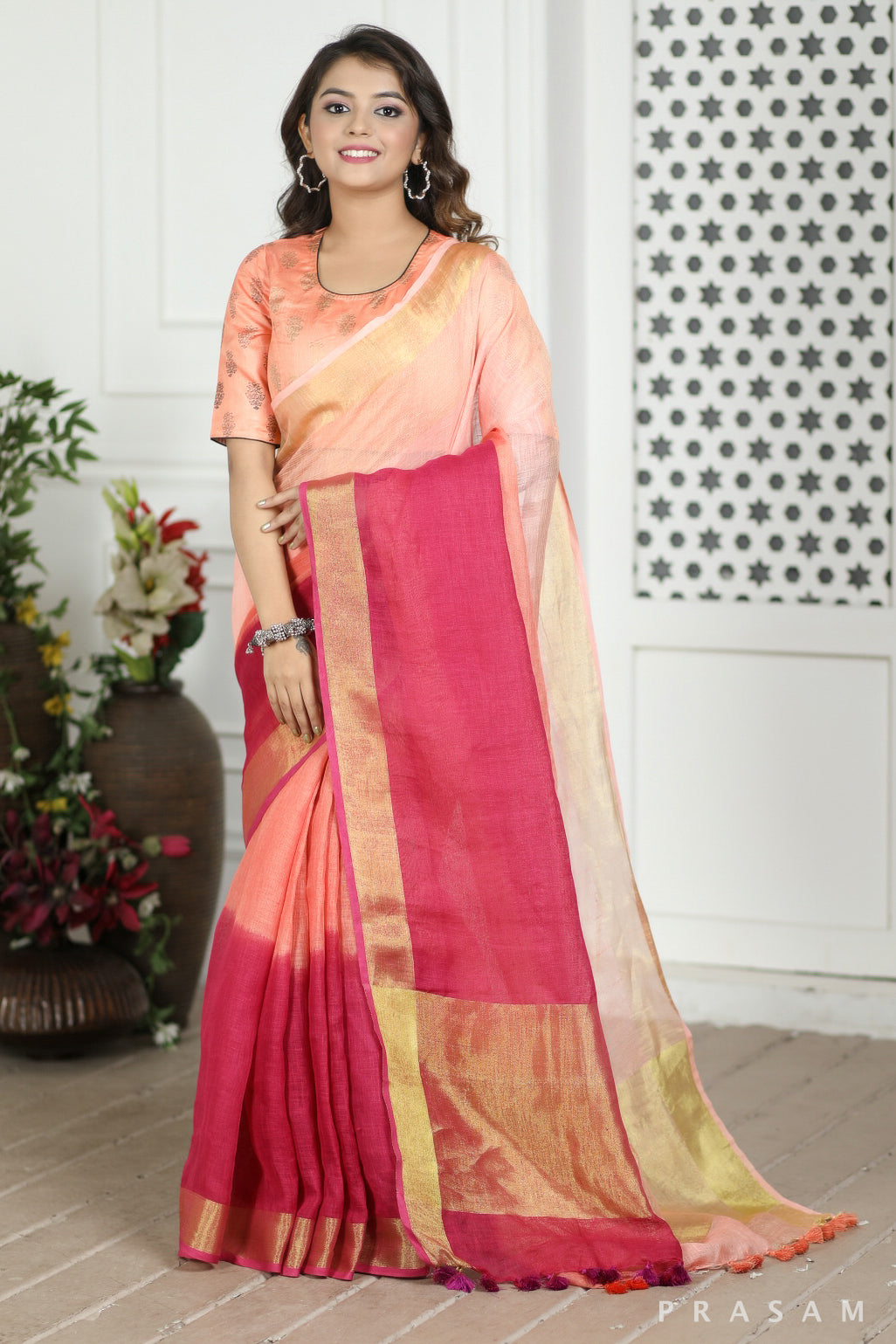Noon Tide Linen Saree Prasam Crafts