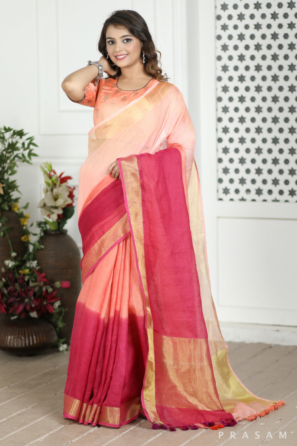 Noon Tide Linen Saree Prasam Crafts