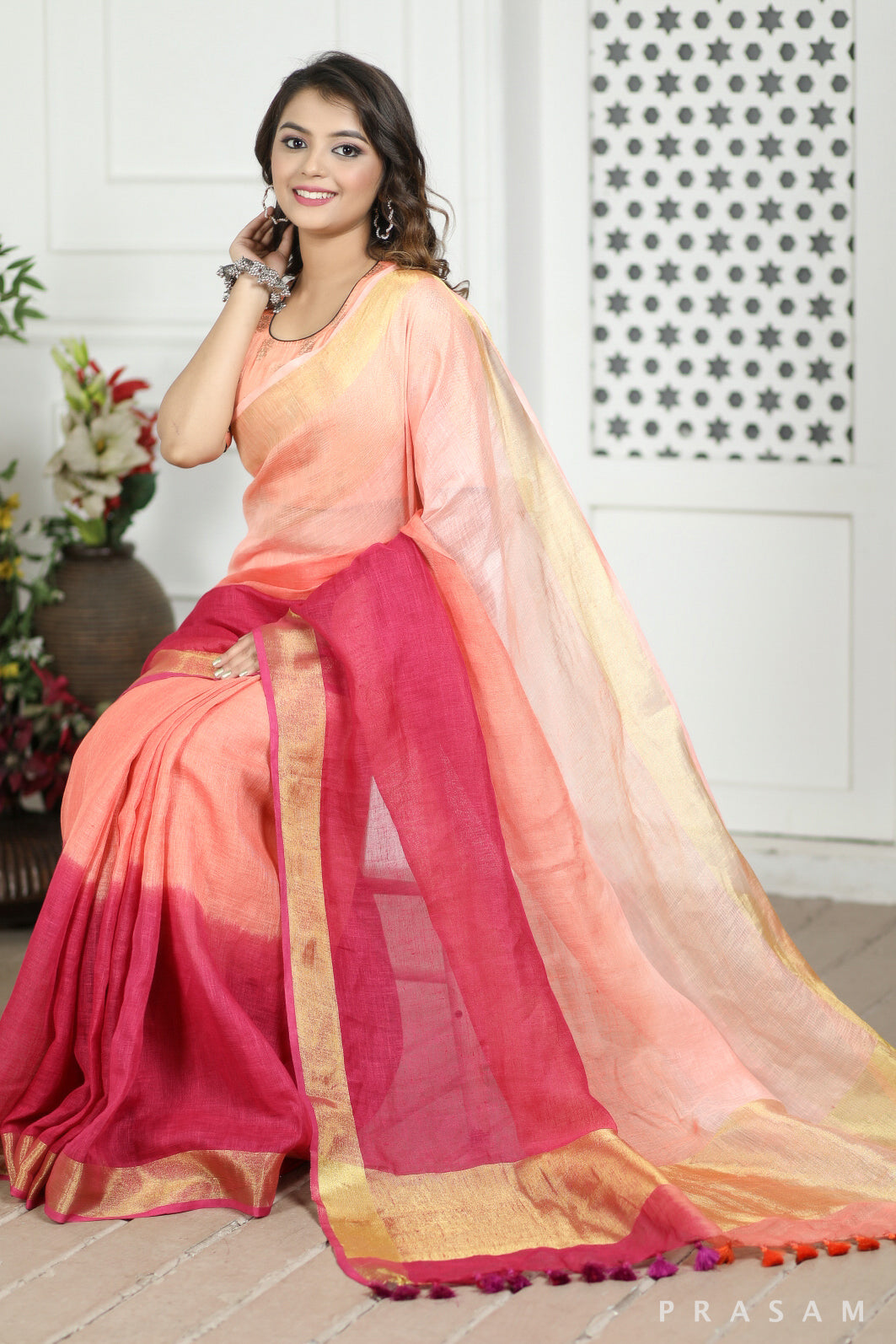 Noon Tide Linen Saree Prasam Crafts