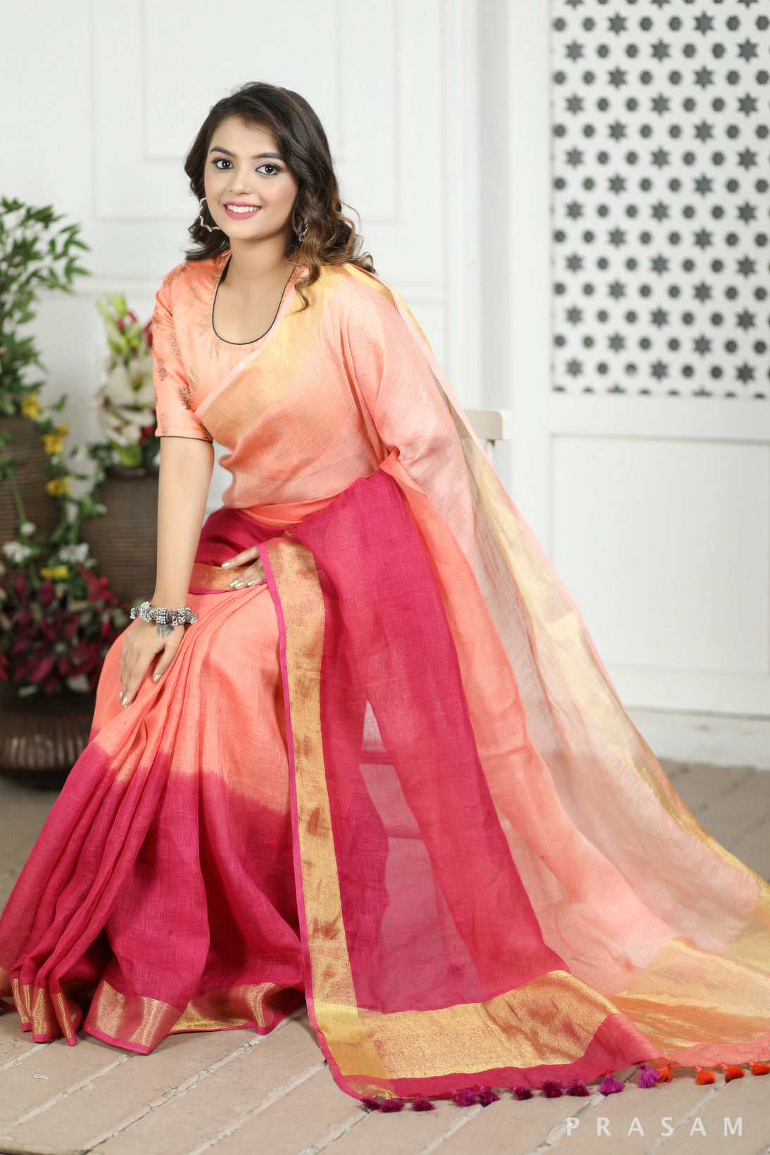 Noon Tide Linen Saree Prasam Crafts