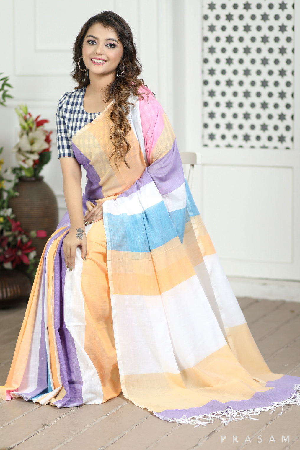Summer Hills Handwoven Soft Cotton Saree Prasam Crafts
