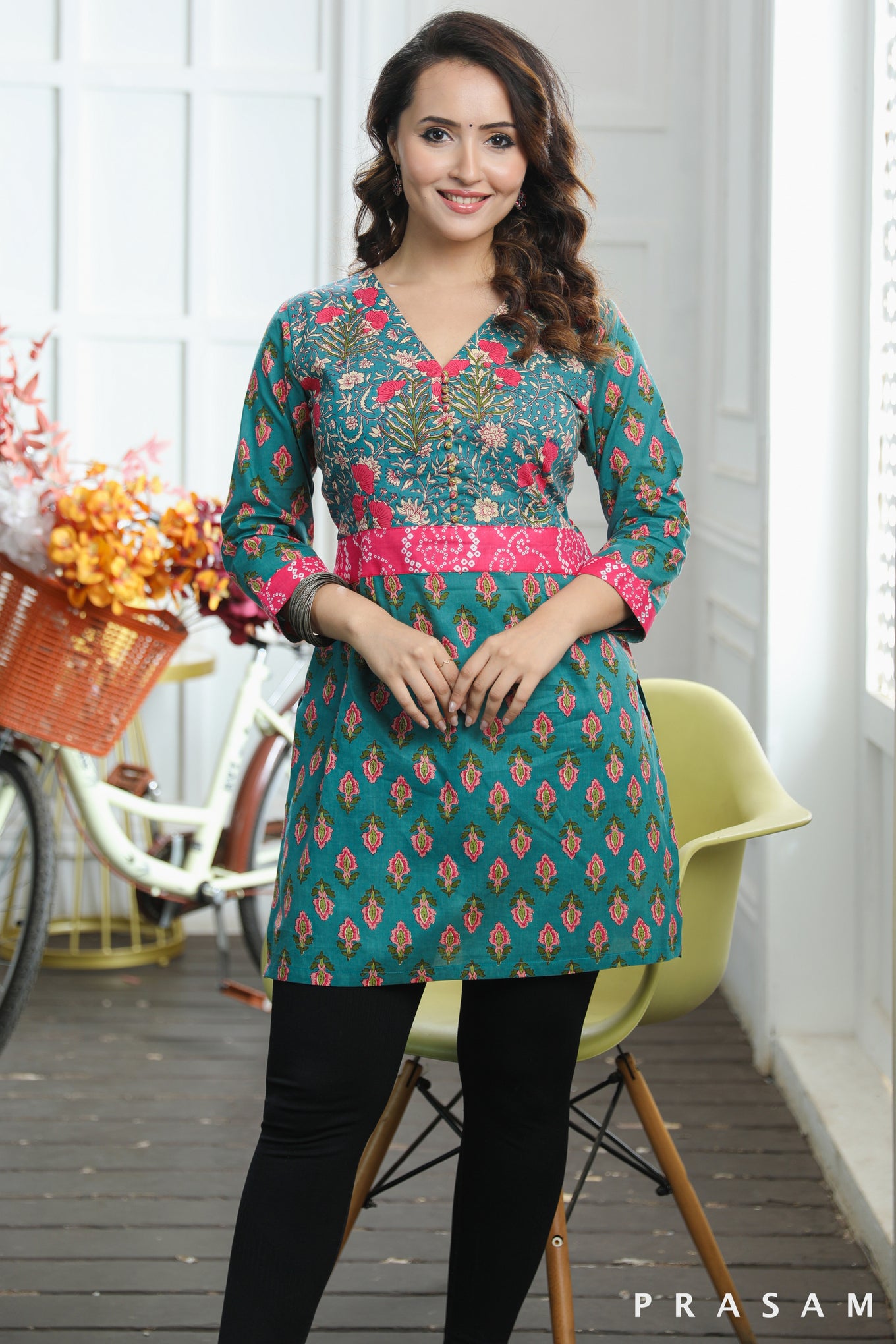 Enchanting Threads Tunic Trendy Cotton Printed Combination Tunic