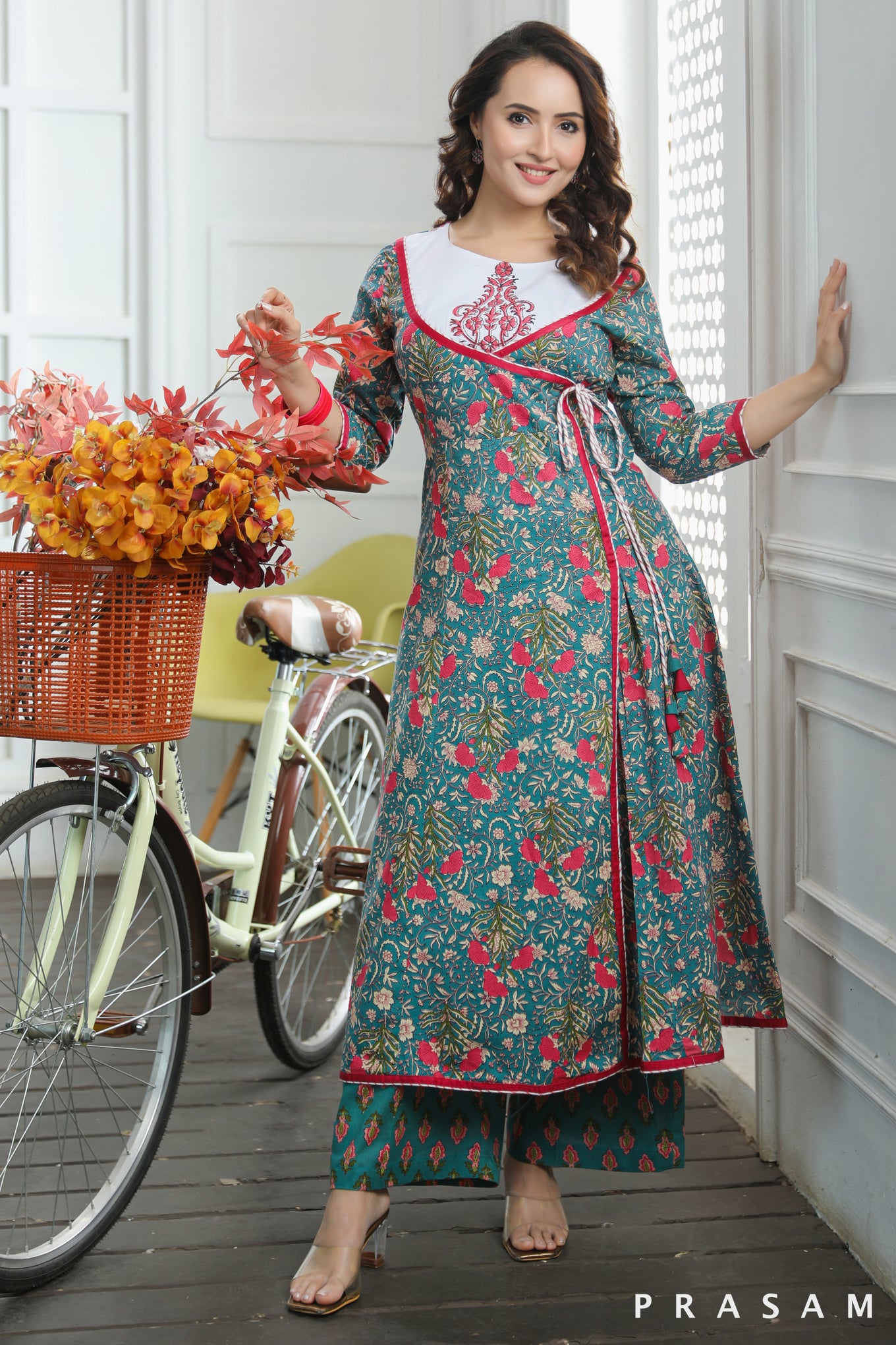 Ananya Vibrant Cotton Jaipuri Printed Angrakha With Block Print Yoke Kurti set