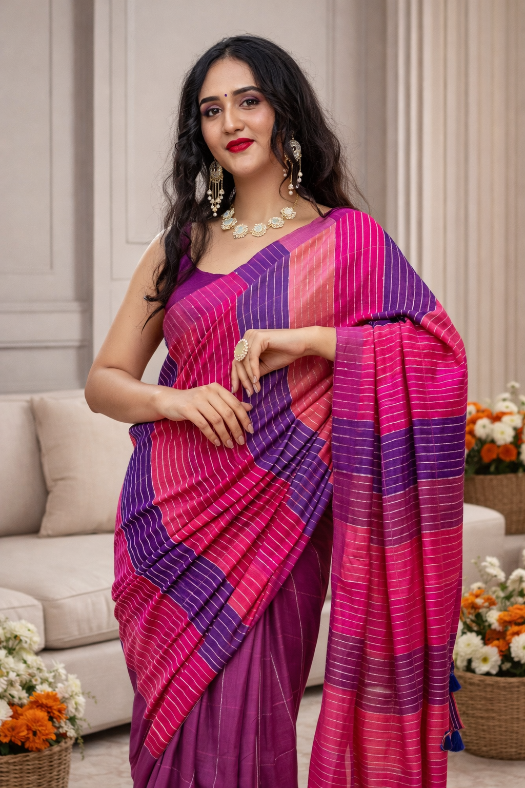 Purple Rush -Cotton Handwoven Saree