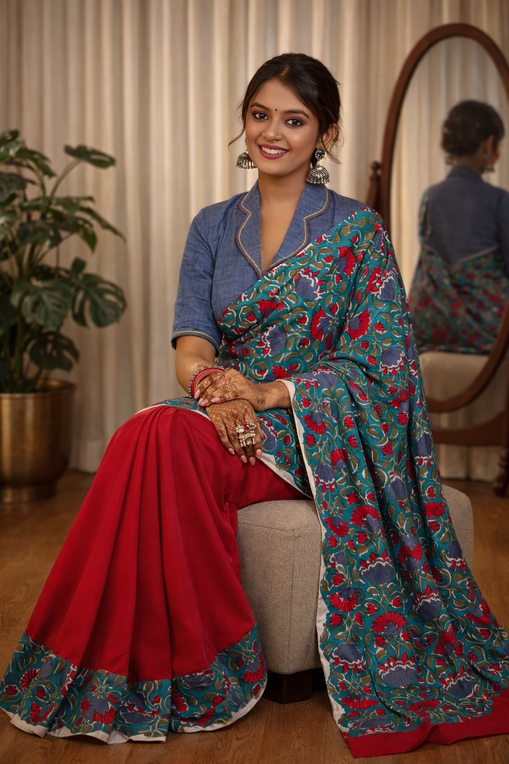 Scarlet Symphony Cotton Muslin Printed Saree