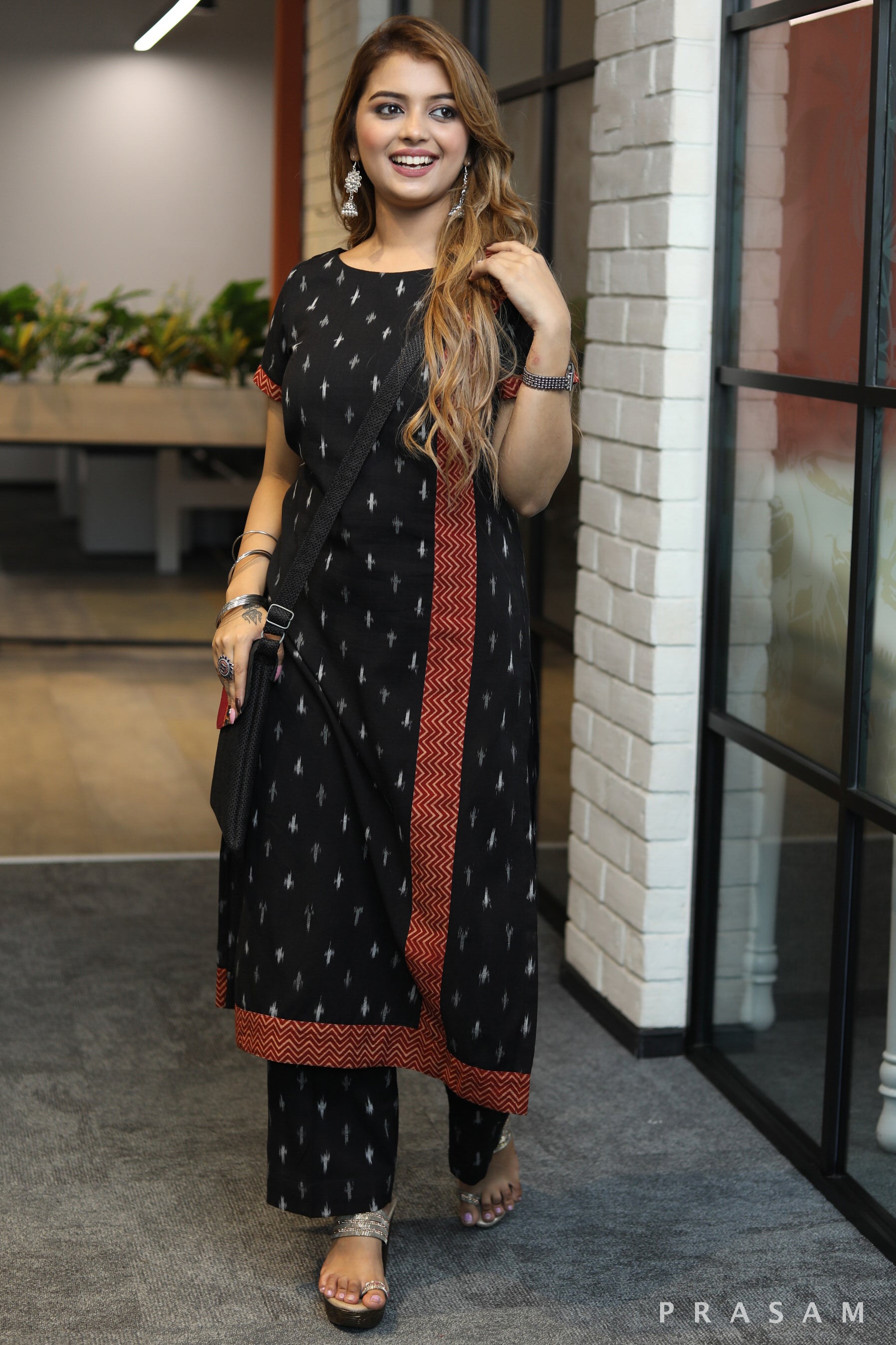 Crafty Tales Handloom Ikat with Ajrakh Border Kurta (Pant optional)