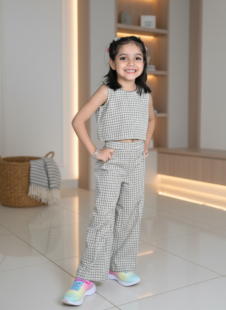Smart Lines Checkered Top & Trouser