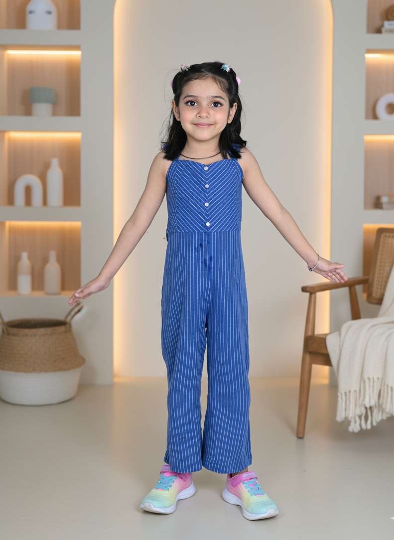 Summer Lines Cotton Strap Jumpsuit