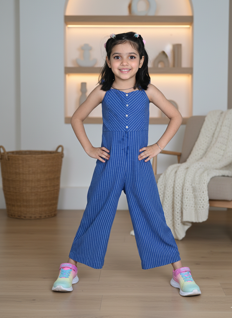 Summer Lines Cotton Strap Jumpsuit