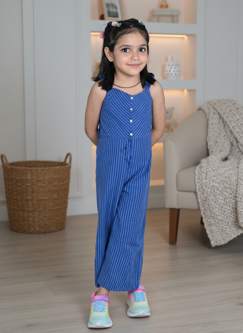 Summer Lines Cotton Strap Jumpsuit