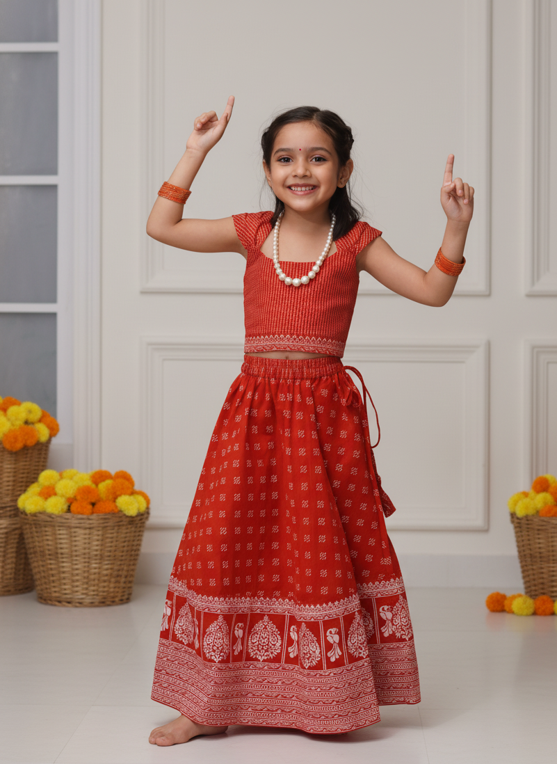 Let her dazzle in comfort and style with our hand block printed Chanderi top & skirt set. ✨
Soft, breathable, and festive — blending pure craftsmanship with a touch of traditional charm for celebrations and special occasions.