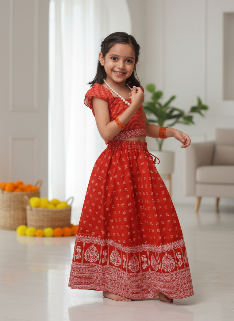 Let her dazzle in comfort and style with our hand block printed Chanderi top & skirt set. ✨
Soft, breathable, and festive — blending pure craftsmanship with a touch of traditional charm for celebrations and special occasions.