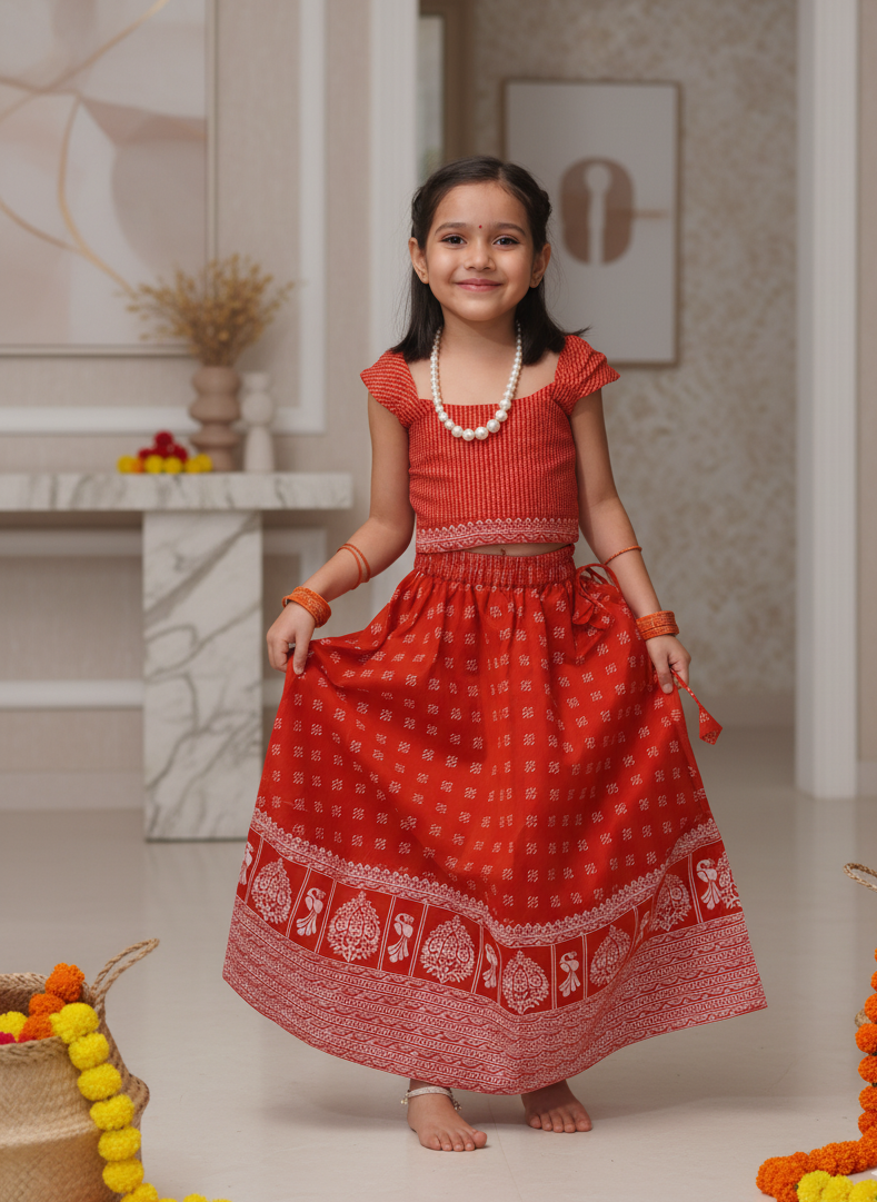 Let her dazzle in comfort and style with our hand block printed Chanderi top & skirt set. ✨
Soft, breathable, and festive — blending pure craftsmanship with a touch of traditional charm for celebrations and special occasions.
