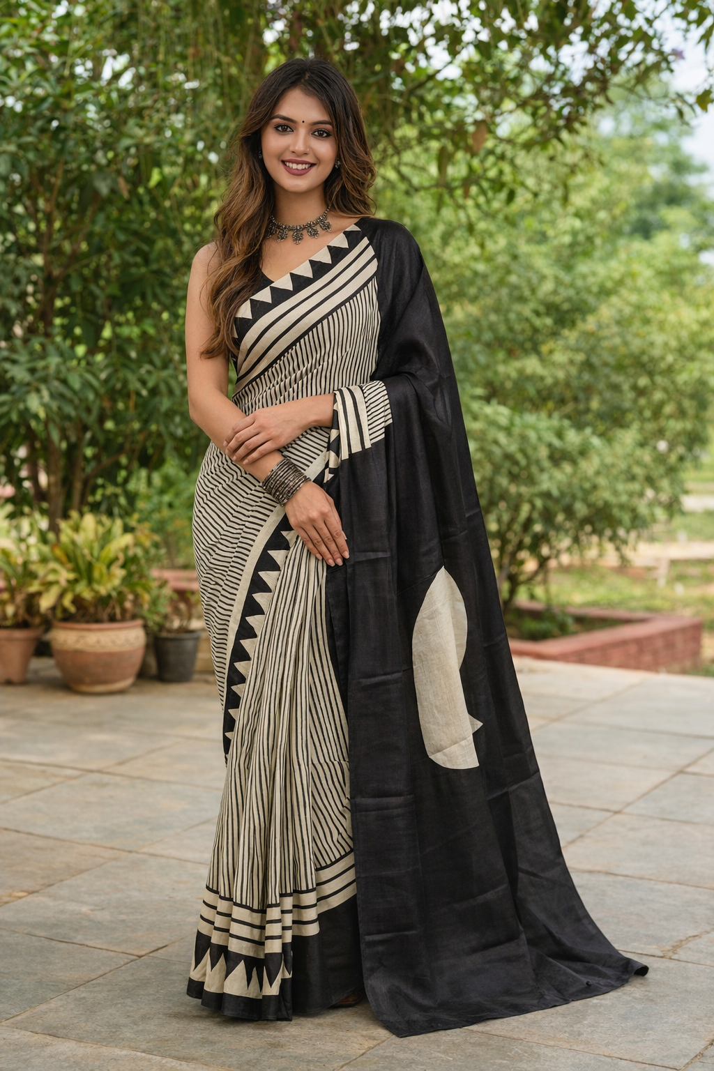 Sutra Rhythm Handpainted Pure Silk Saree