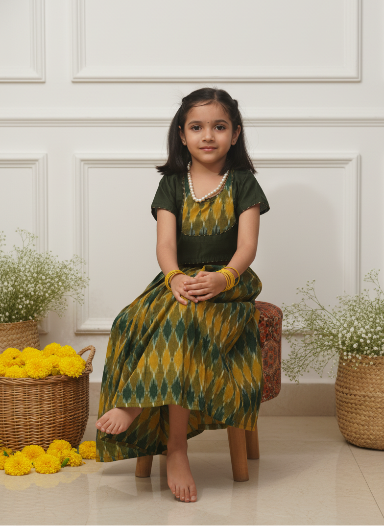 Elevate her everyday style with our handcrafted Ikat lapel-collared top in Chanderi paired with a soft cotton skirt. πΏ
Lightweight, breathable & stylish β designed for all-day comfort and a touch of modern sophistication.
