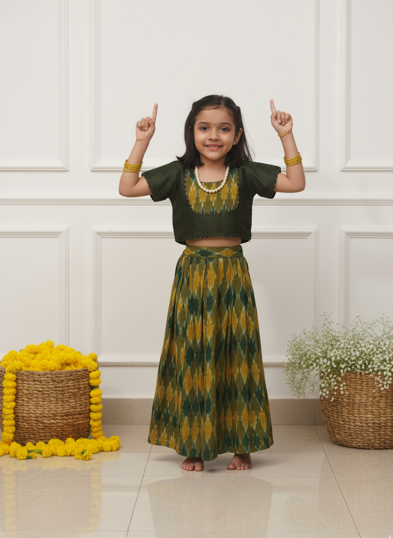 Elevate her everyday style with our handcrafted Ikat lapel-collared top in Chanderi paired with a soft cotton skirt. πΏ
Lightweight, breathable & stylish β designed for all-day comfort and a touch of modern sophistication.
